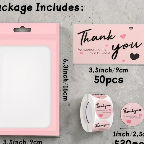 Other - Thank You Stickers and Cards & Storage Bags, Sellers Bundle Set  600 Pieces